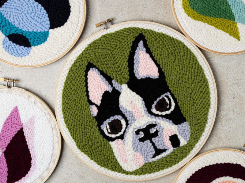 embroidery hoop dog design